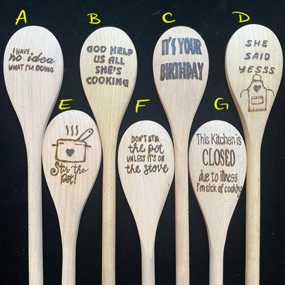 Cuchara de cocina 14" utensilios de cocina quemados de madera hechos a mano de madera de haya