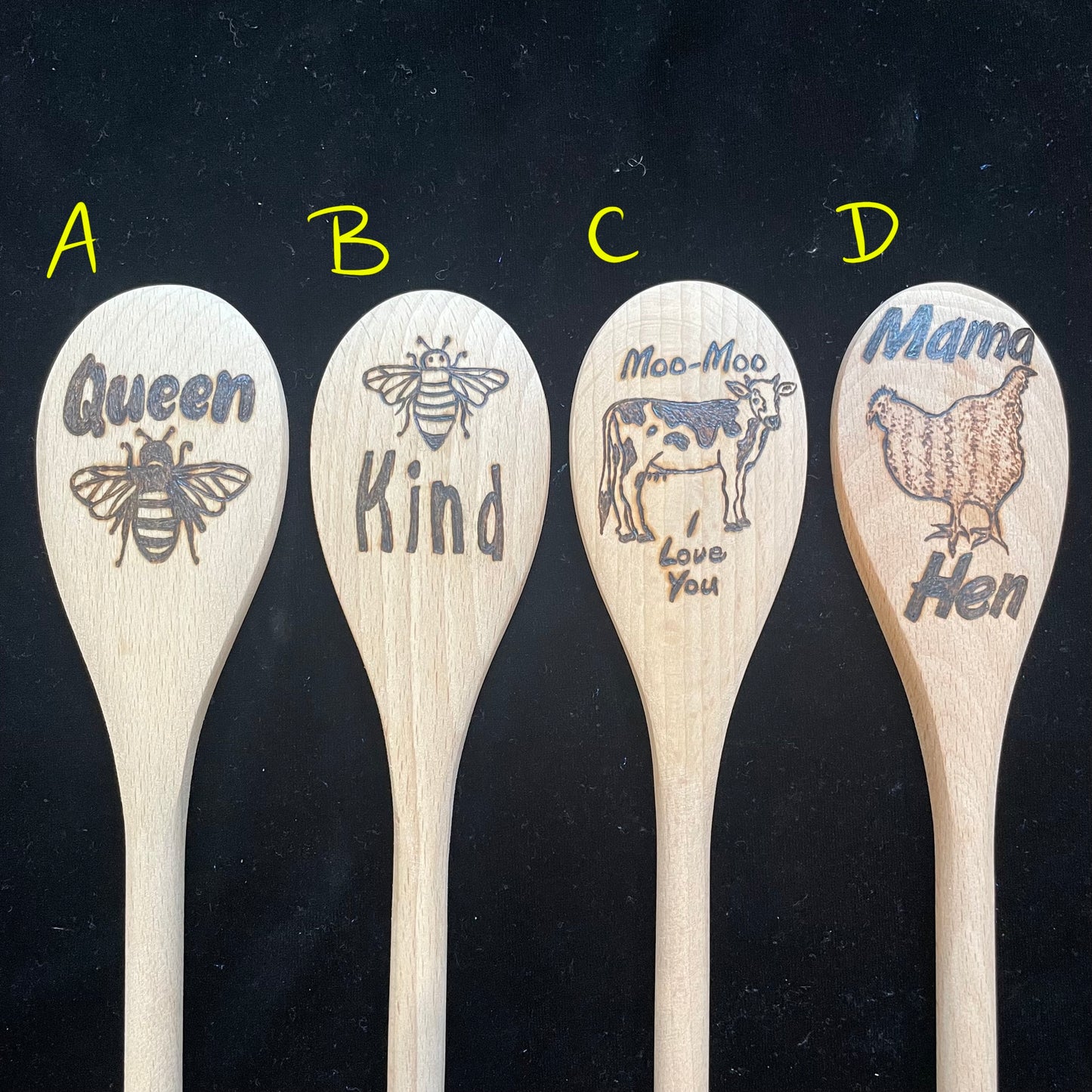 Cuchara de cocina 14" utensilios de cocina quemados de madera hechos a mano de madera de haya