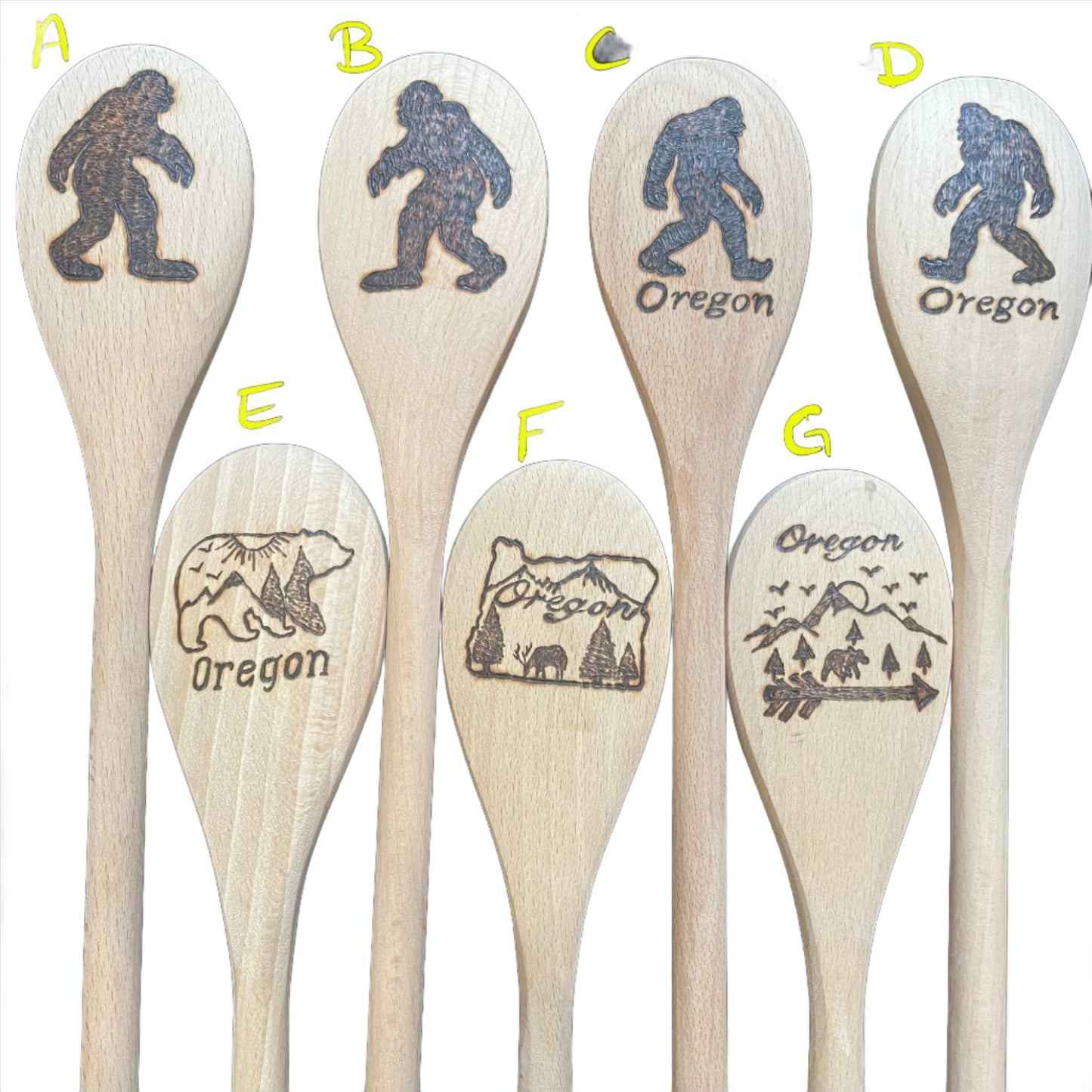 Cuchara de cocina 14" utensilios de cocina quemados de madera hechos a mano de madera de haya