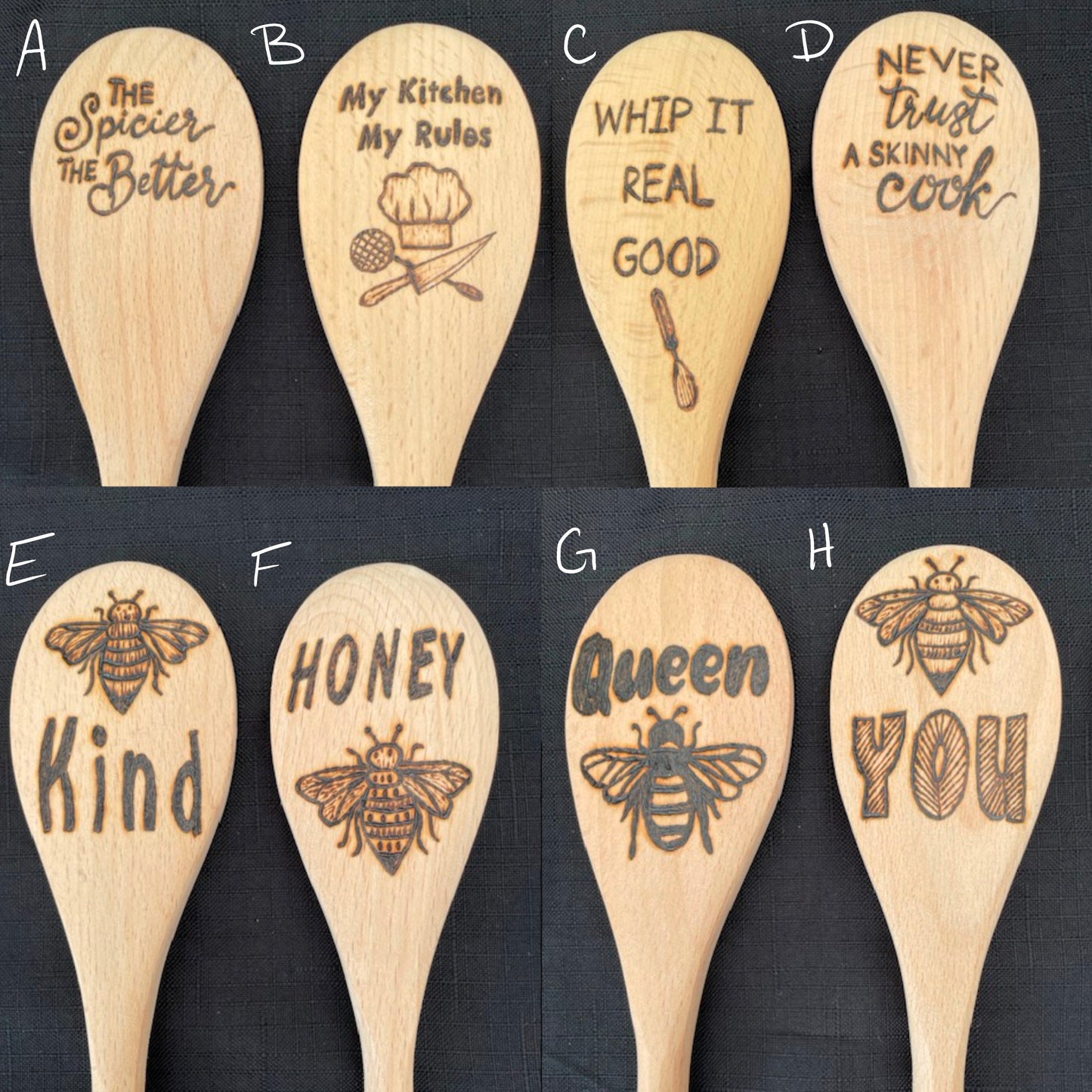 Cuchara de cocina 14" utensilios de cocina quemados de madera hechos a mano de madera de haya