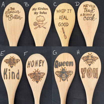 Cuchara de cocina 14" utensilios de cocina quemados de madera hechos a mano de madera de haya