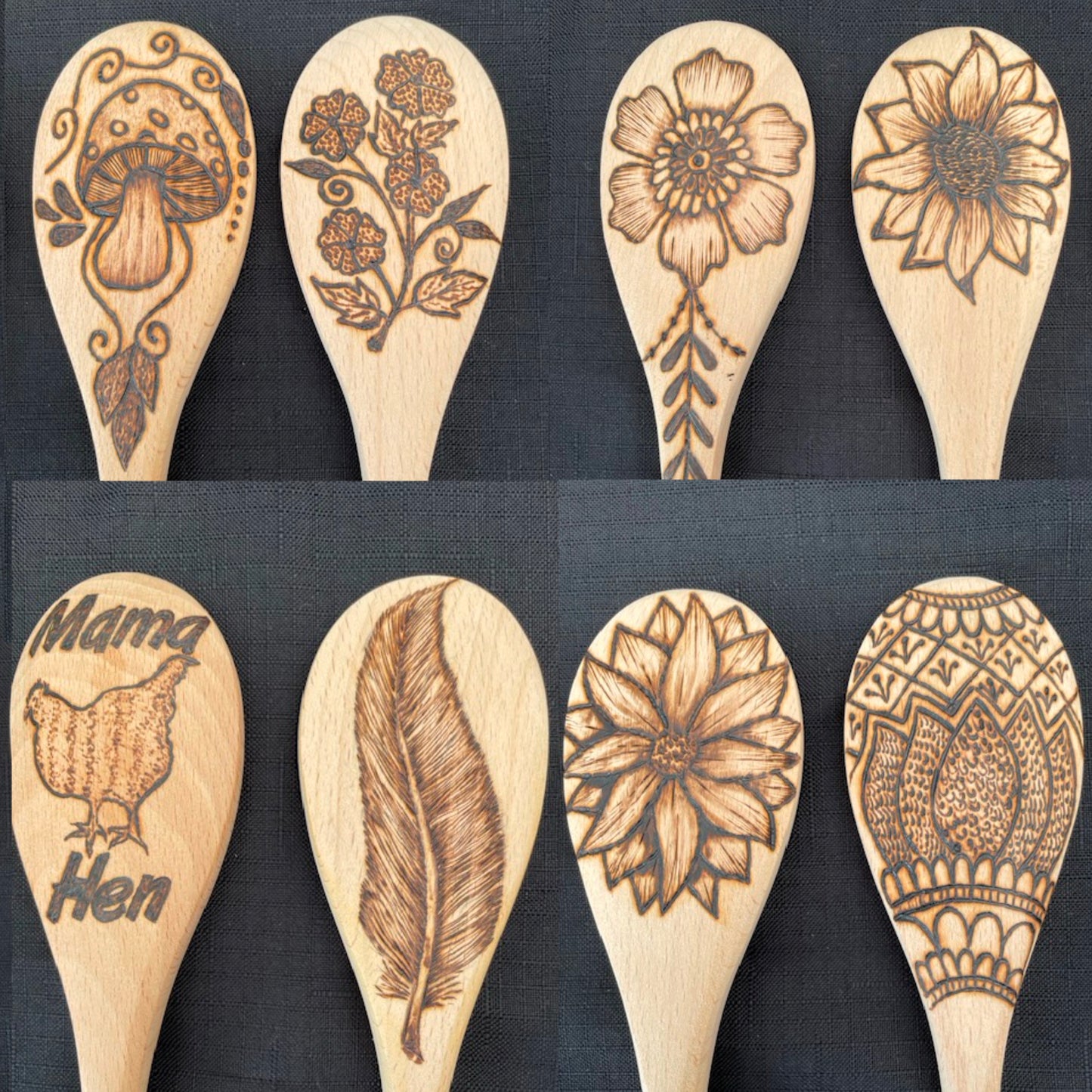 Cuchara de cocina 14" utensilios de cocina quemados de madera hechos a mano de madera de haya