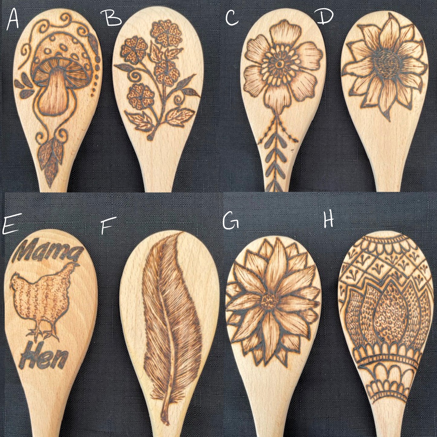 Cuchara de cocina 14" utensilios de cocina quemados de madera hechos a mano de madera de haya