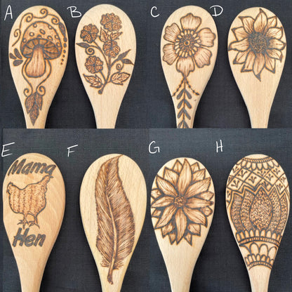 Cuchara de cocina 14" utensilios de cocina quemados de madera hechos a mano de madera de haya