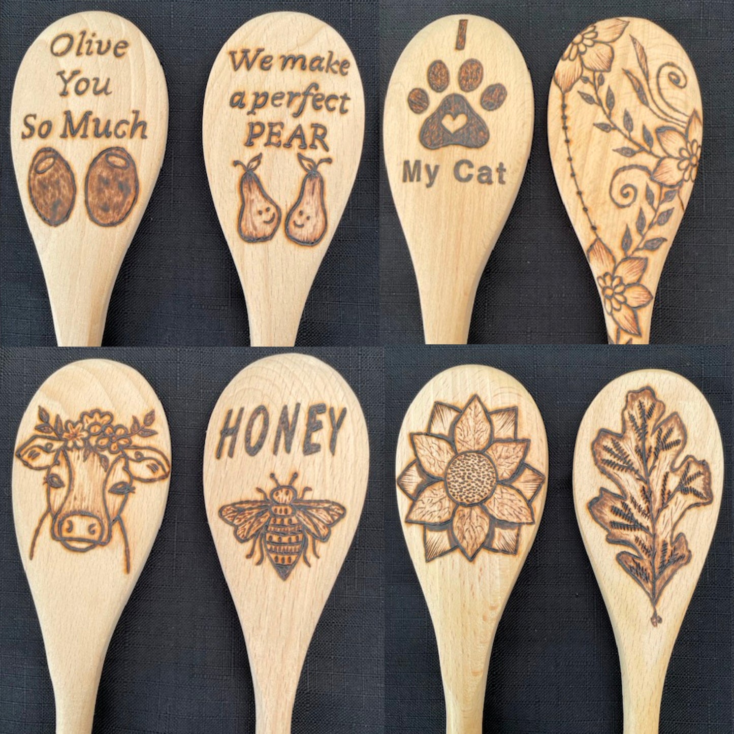 Cuchara de cocina 14" utensilios de cocina quemados de madera hechos a mano de madera de haya