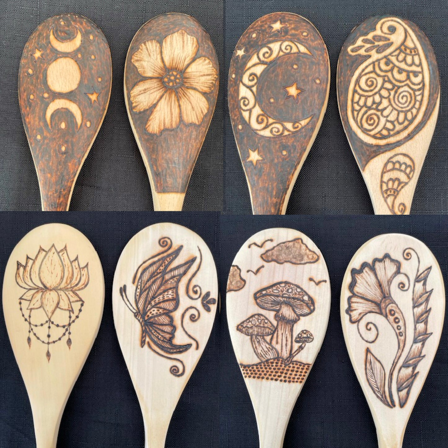 Cuchara de cocina 14" utensilios de cocina quemados de madera hechos a mano de madera de haya