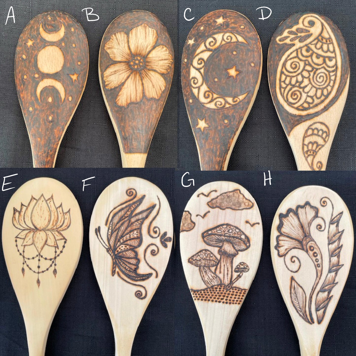 Cuchara de cocina 14" utensilios de cocina quemados de madera hechos a mano de madera de haya