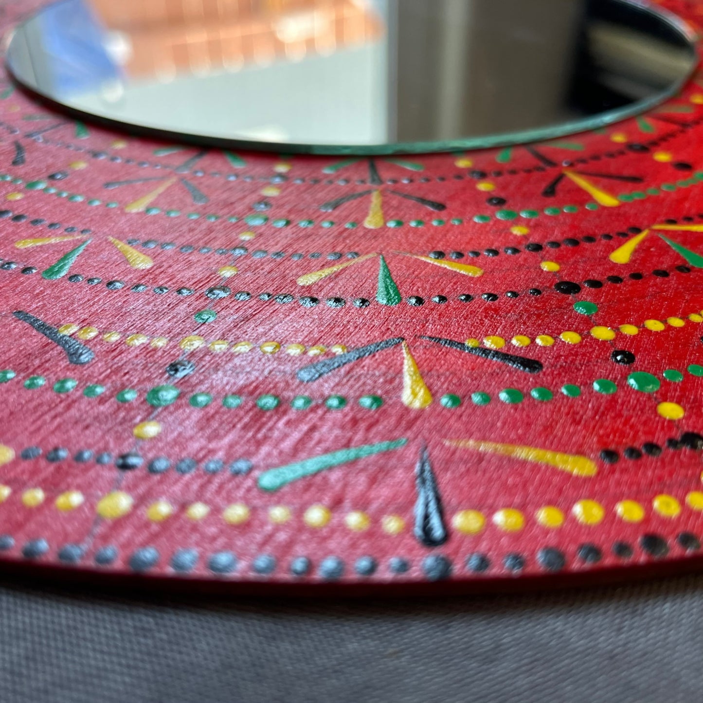 Espejo decorativo con estilo mandala Dot Art hecho a mano