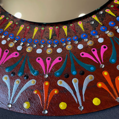 Espejo decoración de pared Dot Art Mandala con diamantes de imitación hecho a mano regalo de oficina en casa
