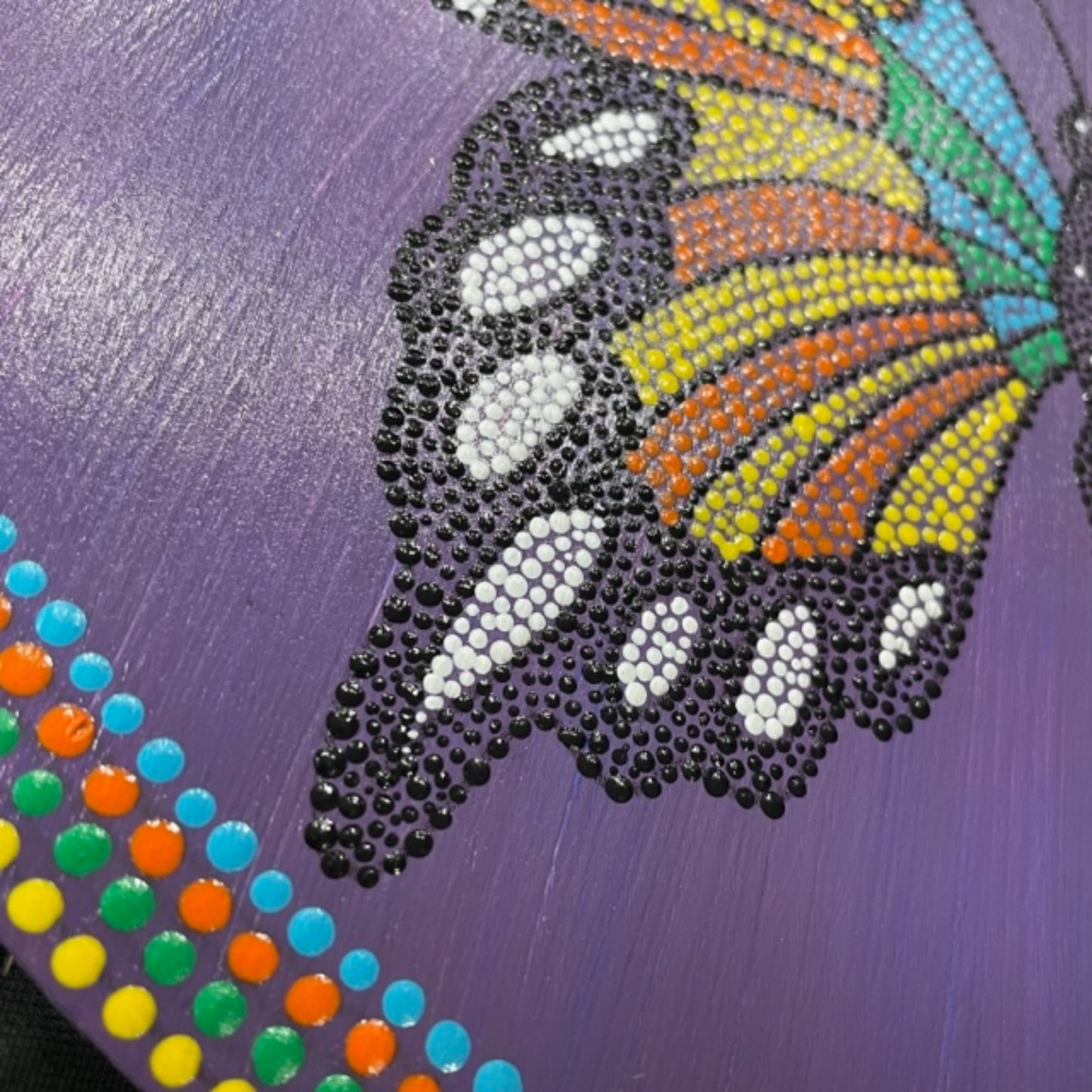 Arte de puntos de mariposa hecho a mano con colgante de pared Sawtooth