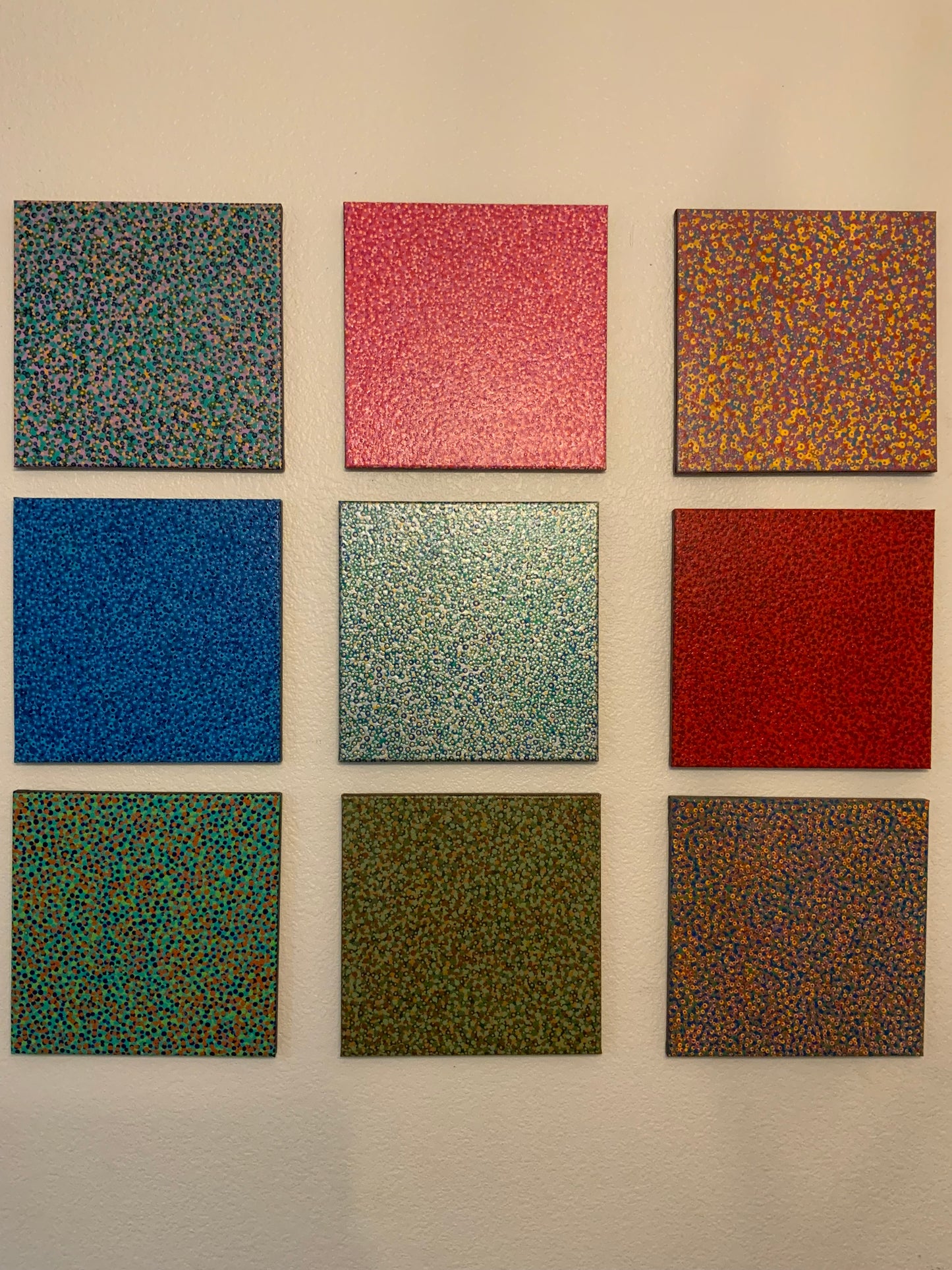 Original Abstract Painting| 9 Panel Artwork | Pointillism Artwork| Collectors Edition