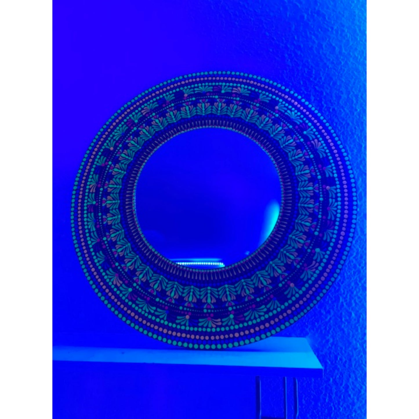 Espejos de pared Dot Art Mandala Colores vibrantes Pintura acrílica hecha a mano Trabajo de arte en el hogar y la oficina