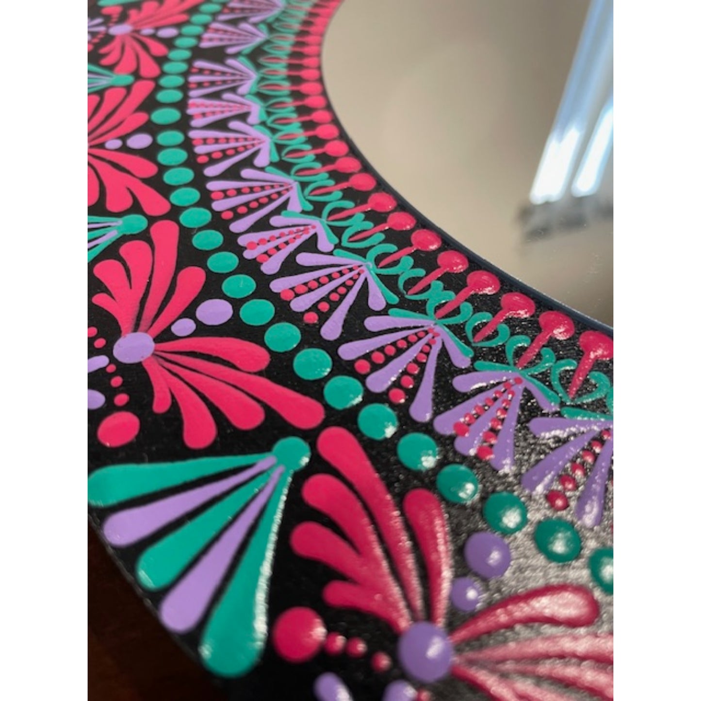 Espejos de pared Dot Art Mandala Colores vibrantes Pintura acrílica hecha a mano Trabajo de arte en el hogar y la oficina