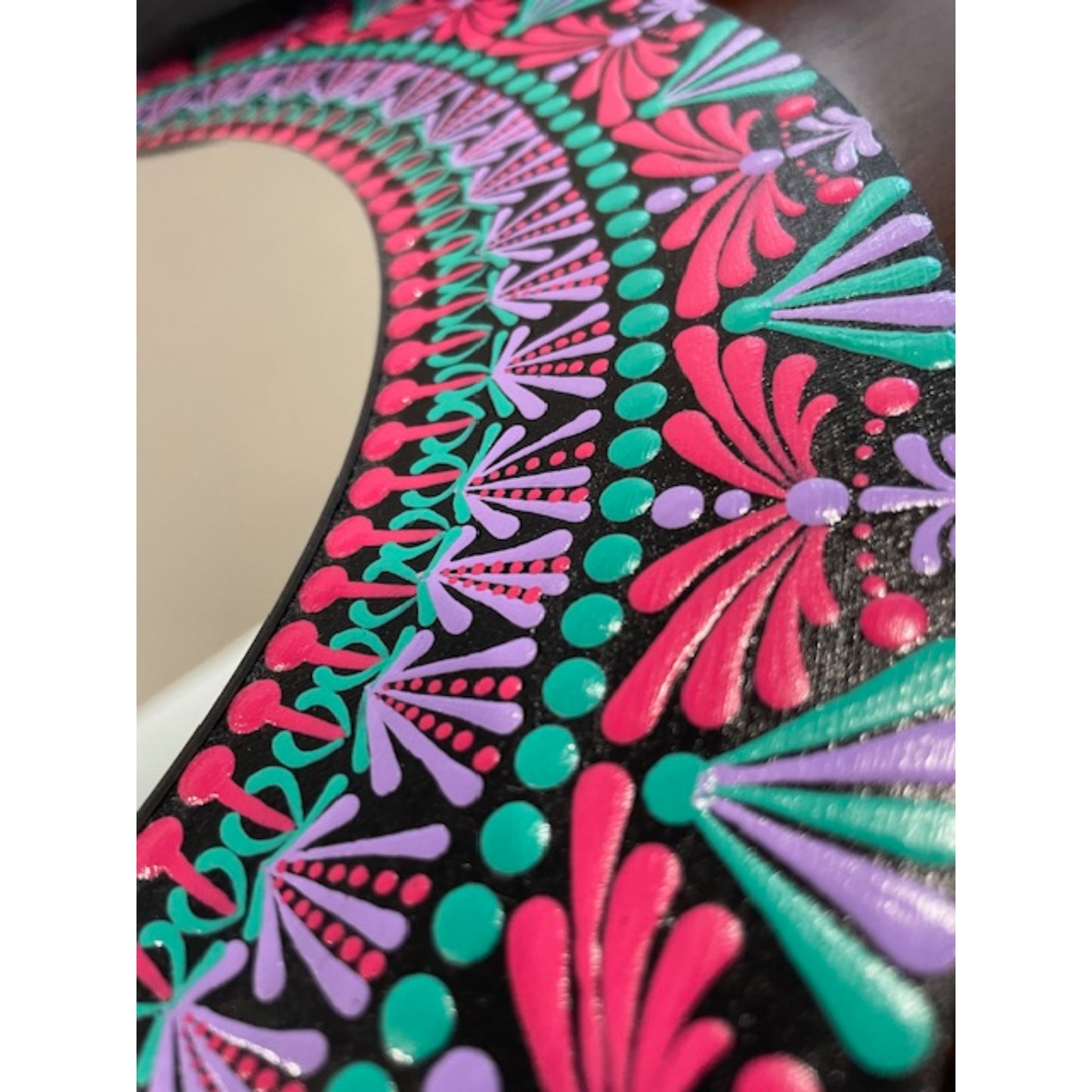 Espejos de pared Dot Art Mandala Colores vibrantes Pintura acrílica hecha a mano Trabajo de arte en el hogar y la oficina