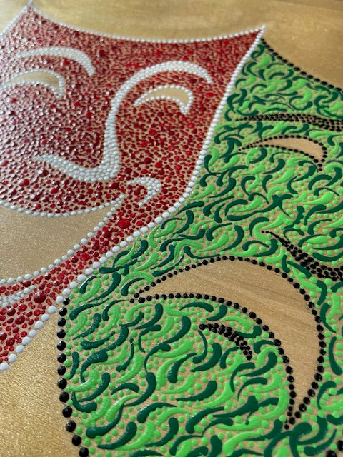Espejo de pared decorativo, arte de puntos multicolor, Mandala, pintura acrílica hecha a mano, decoración del hogar
