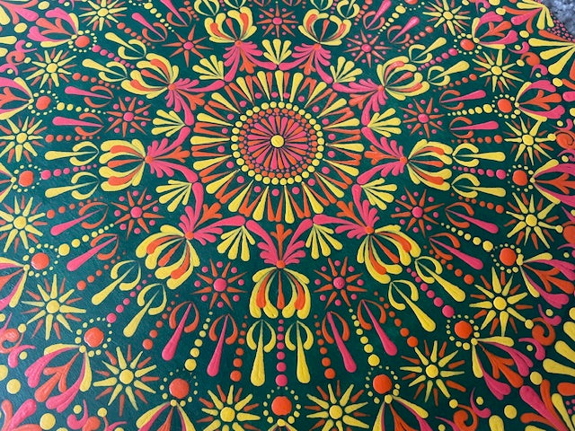 Mandala con espejos Dot Art Naranja Mar Verde y Azul Colores Pintura acrílica hecha a mano
