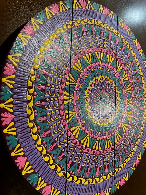 Espejos de pared Dot Art Mandala Colores vibrantes Pintura acrílica hecha a mano Trabajo de arte en el hogar y la oficina