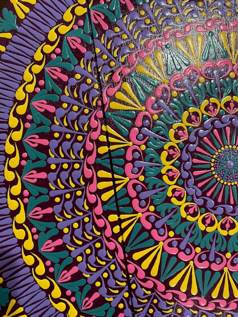 Espejos de pared Dot Art Mandala Colores vibrantes Pintura acrílica hecha a mano Trabajo de arte en el hogar y la oficina