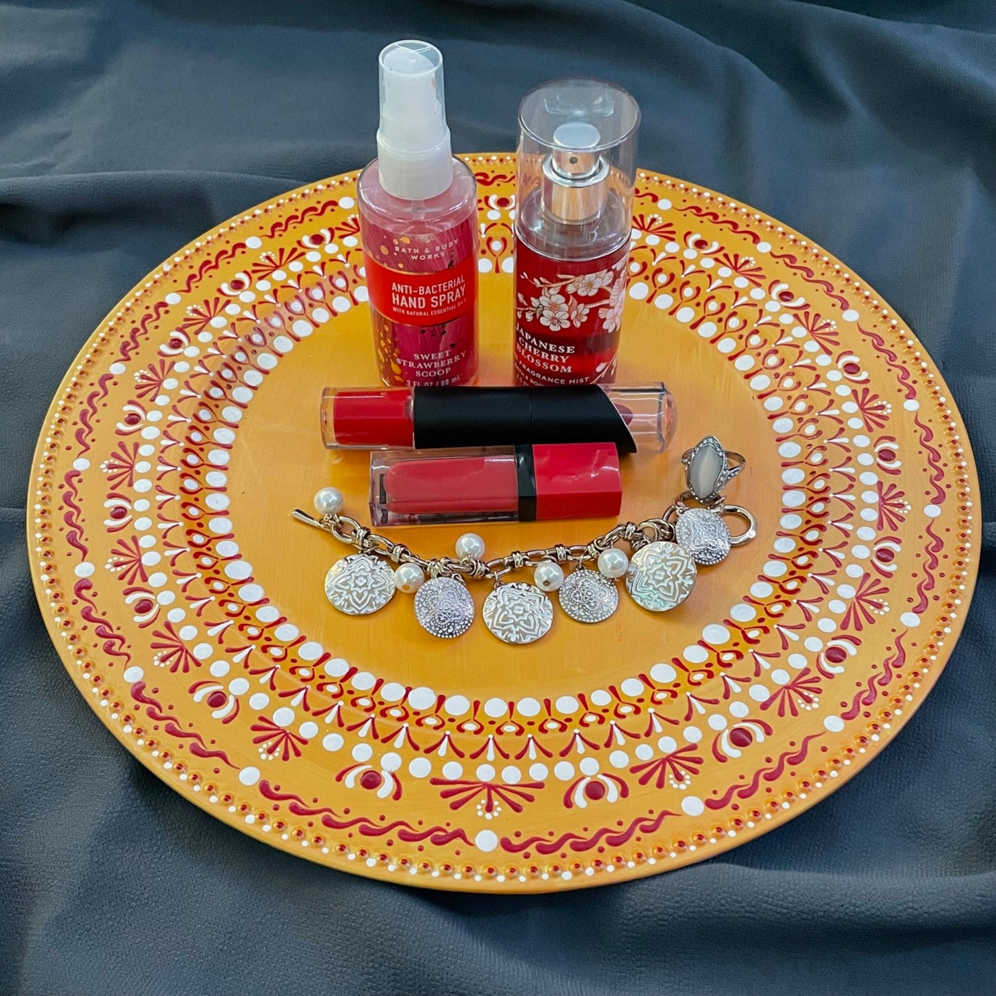 Centro de mesa decorativo Mandala Sunrise Henna Mehndi Cargador para eventos