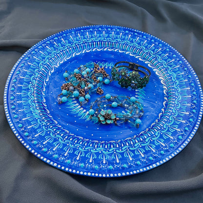 Blue Royalty Decorative Mandala Centerpiece Henna Mehndi Event Charger