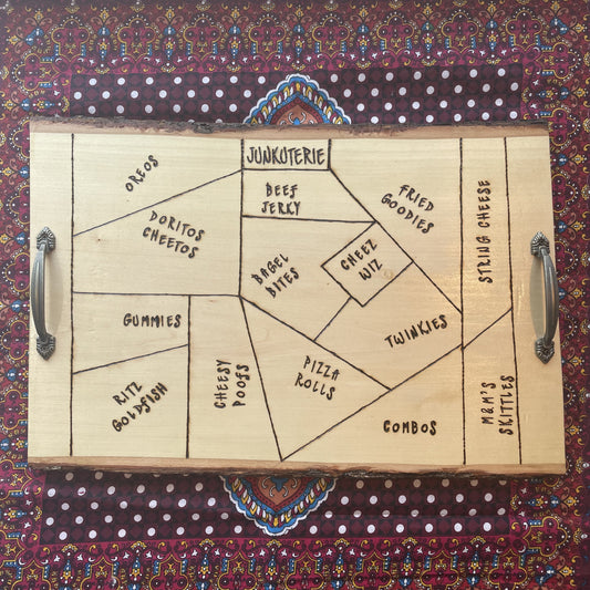 Junkuterie Board | Serving Tray Wood Burned Handmade Art