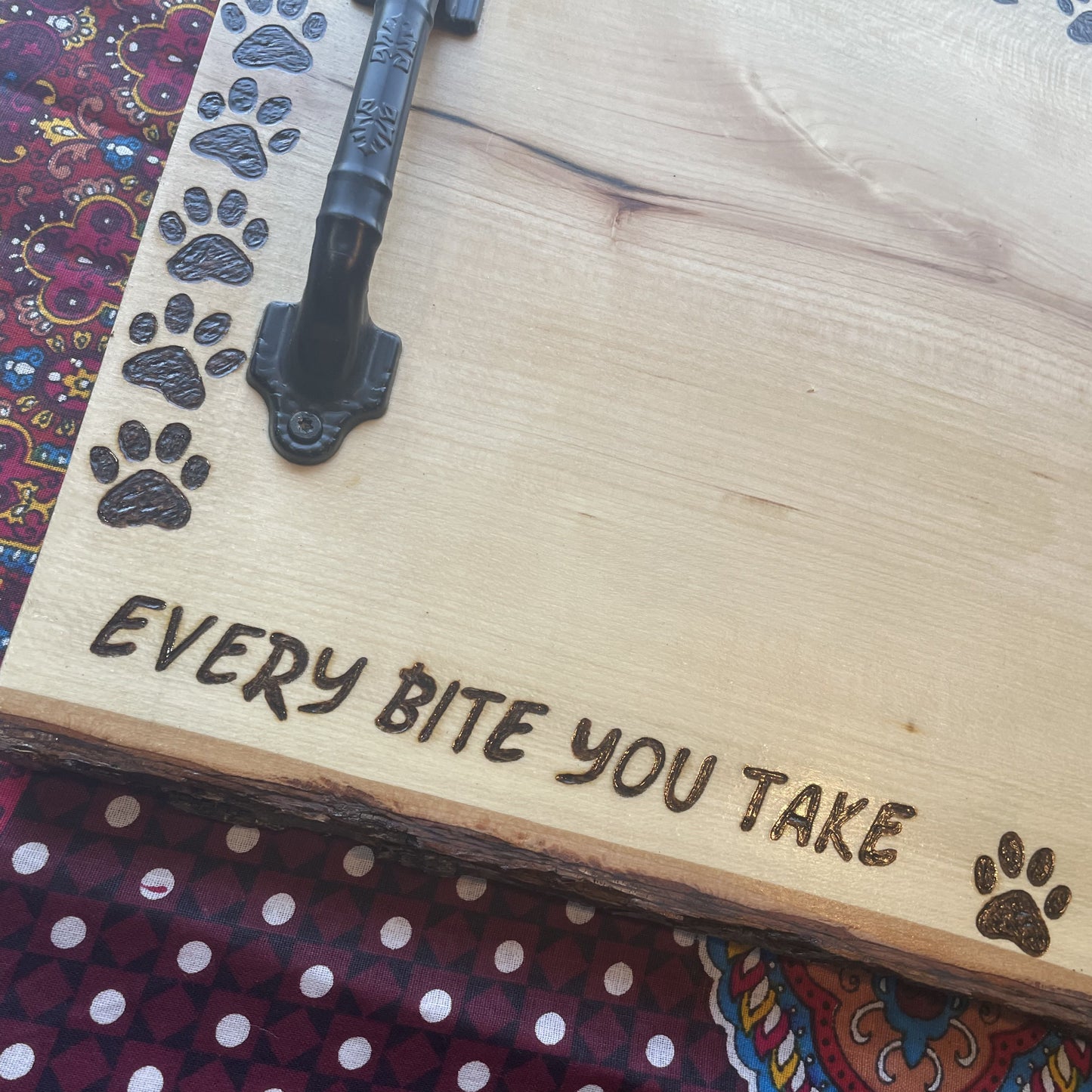 I'll be Watching You Dog Paws Serving Tray Charcuterie Board Wood Burned Handmade