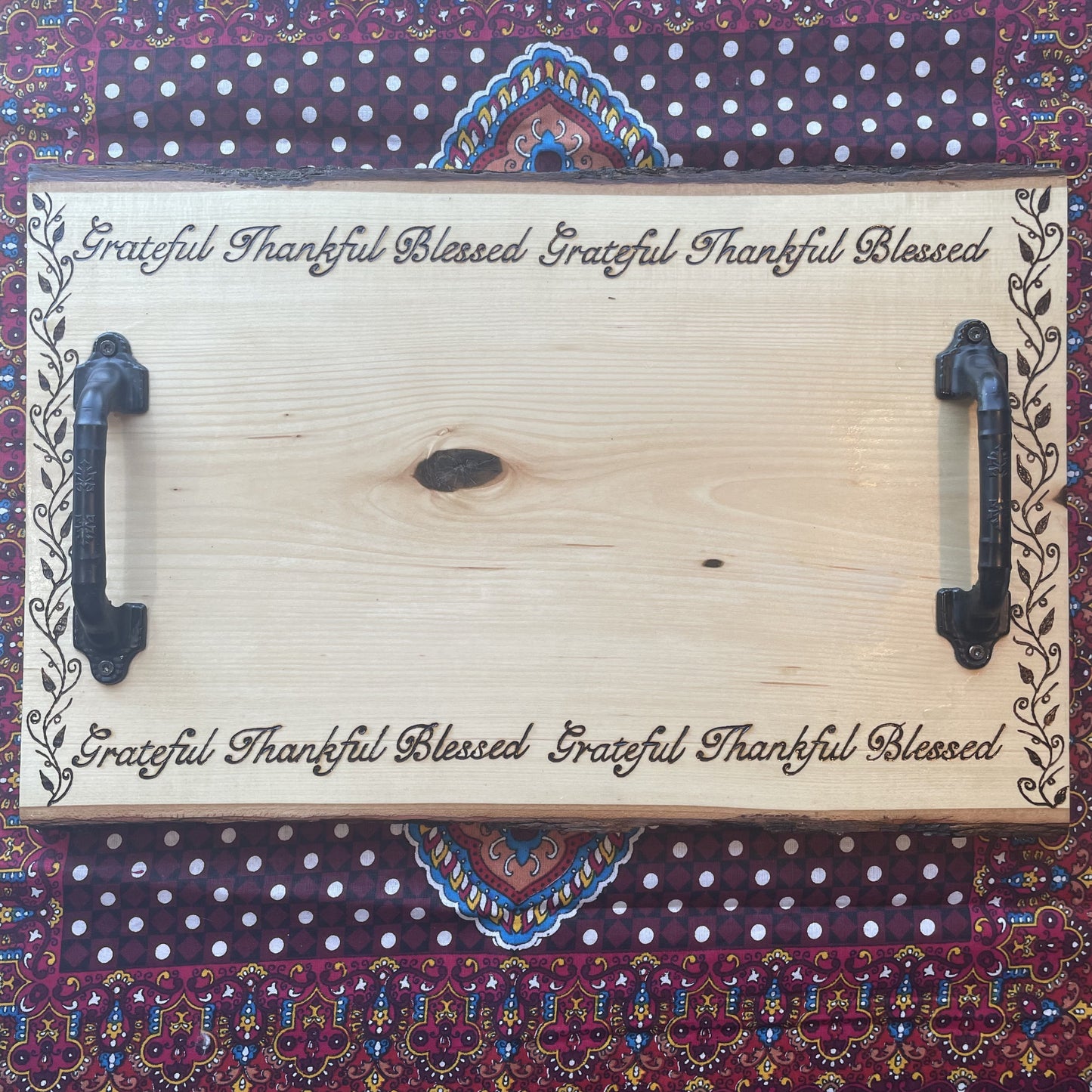 Charcuterie Board Grateful Thankful Blessed Serving Tray