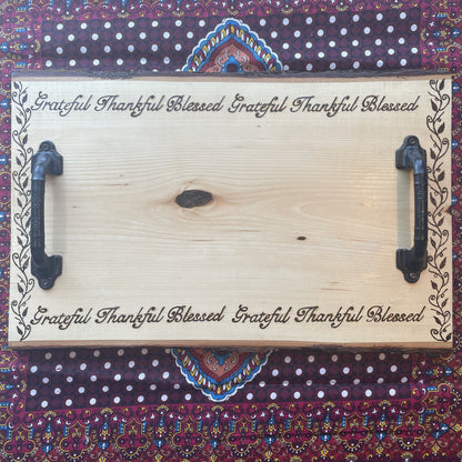 Charcuterie Board Grateful Thankful Blessed Serving Tray