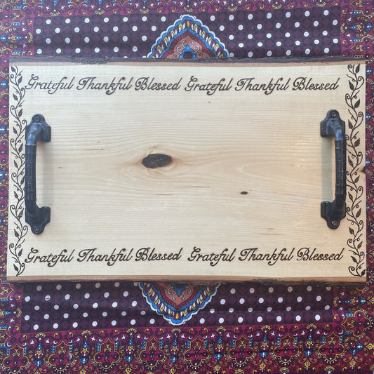 Charcuterie Board Grateful Thankful Blessed Serving Tray