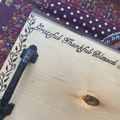 Charcuterie Board Grateful Thankful Blessed Serving Tray