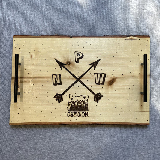 PNW Arrows Oregon Butter Board Serving Tray Wood burned by Hand