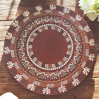 Lazy Susan Brown Tan Off-White Mandala Dining Room Table Kitchen Decor