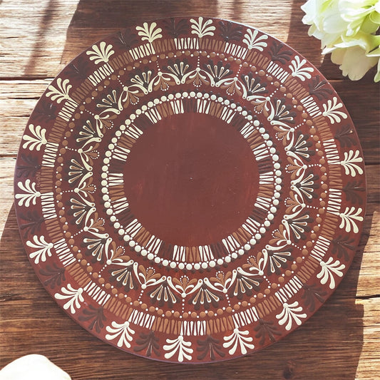 Lazy Susan Brown Tan Off-White Mandala Dining Room Table Kitchen Decor