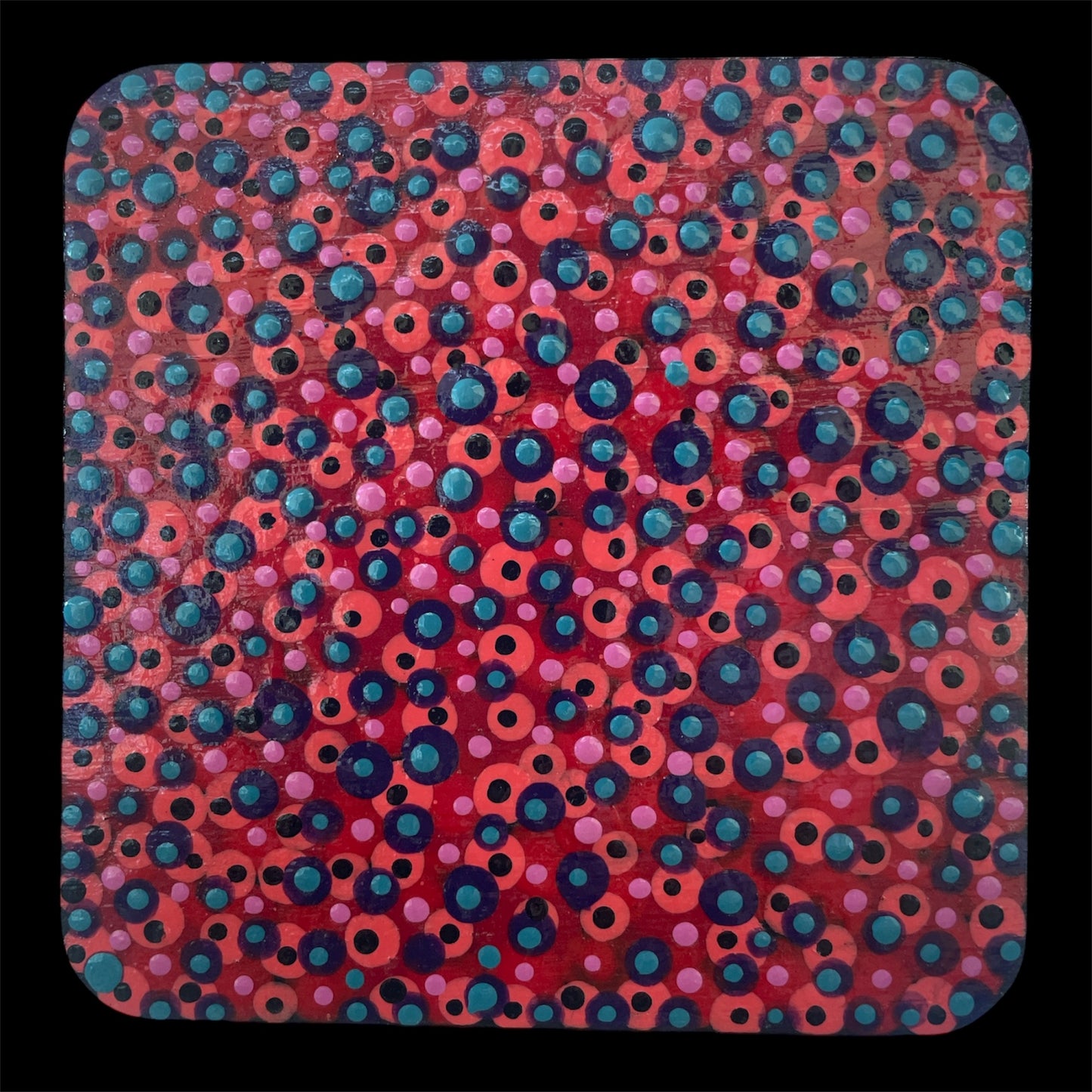 Pointillism Dot Art Wood Coasters | Colorful Acrylic Painted | Triple Sealed | Unique Boho | Home Decor