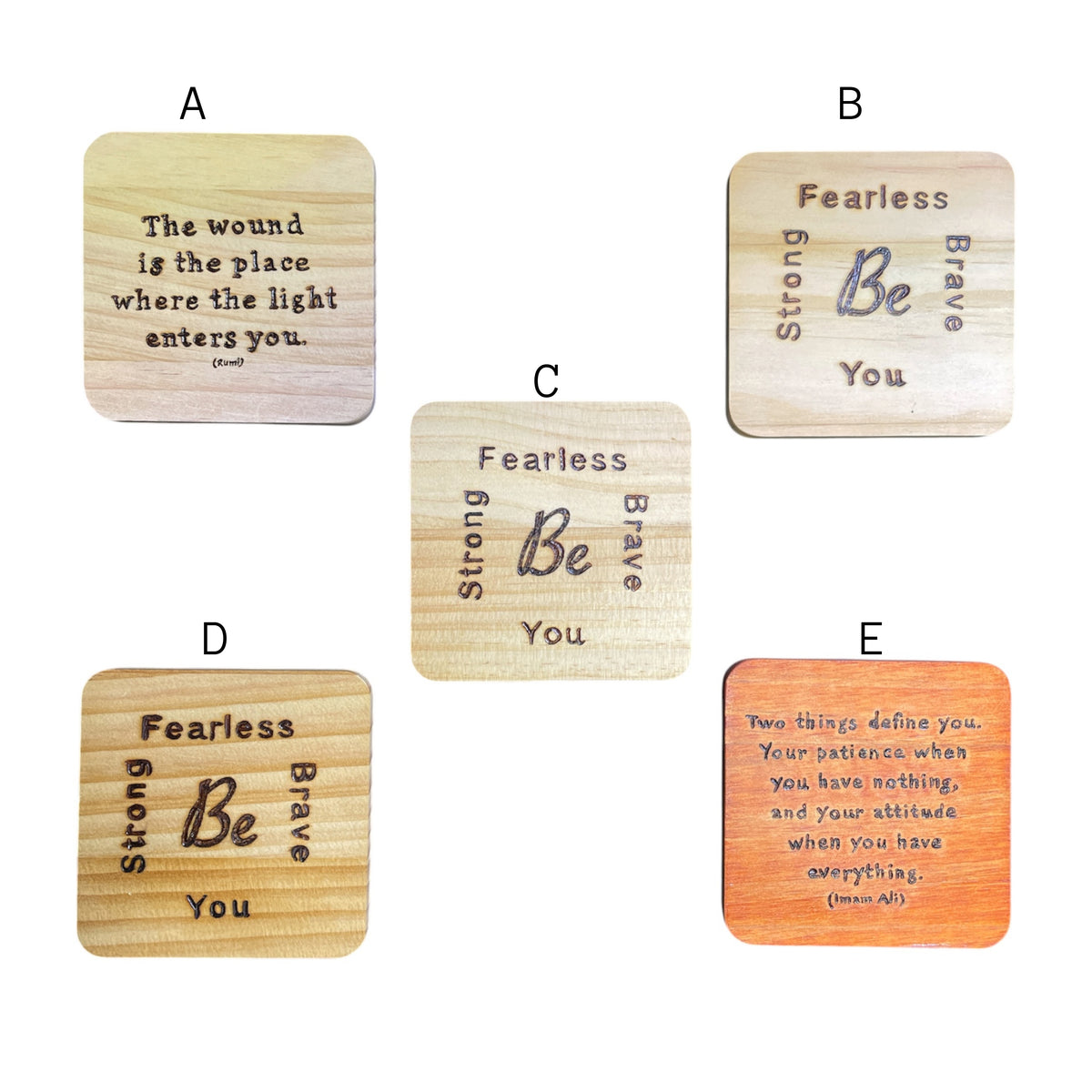 Square Wooden Fridge Magnets with Quotes