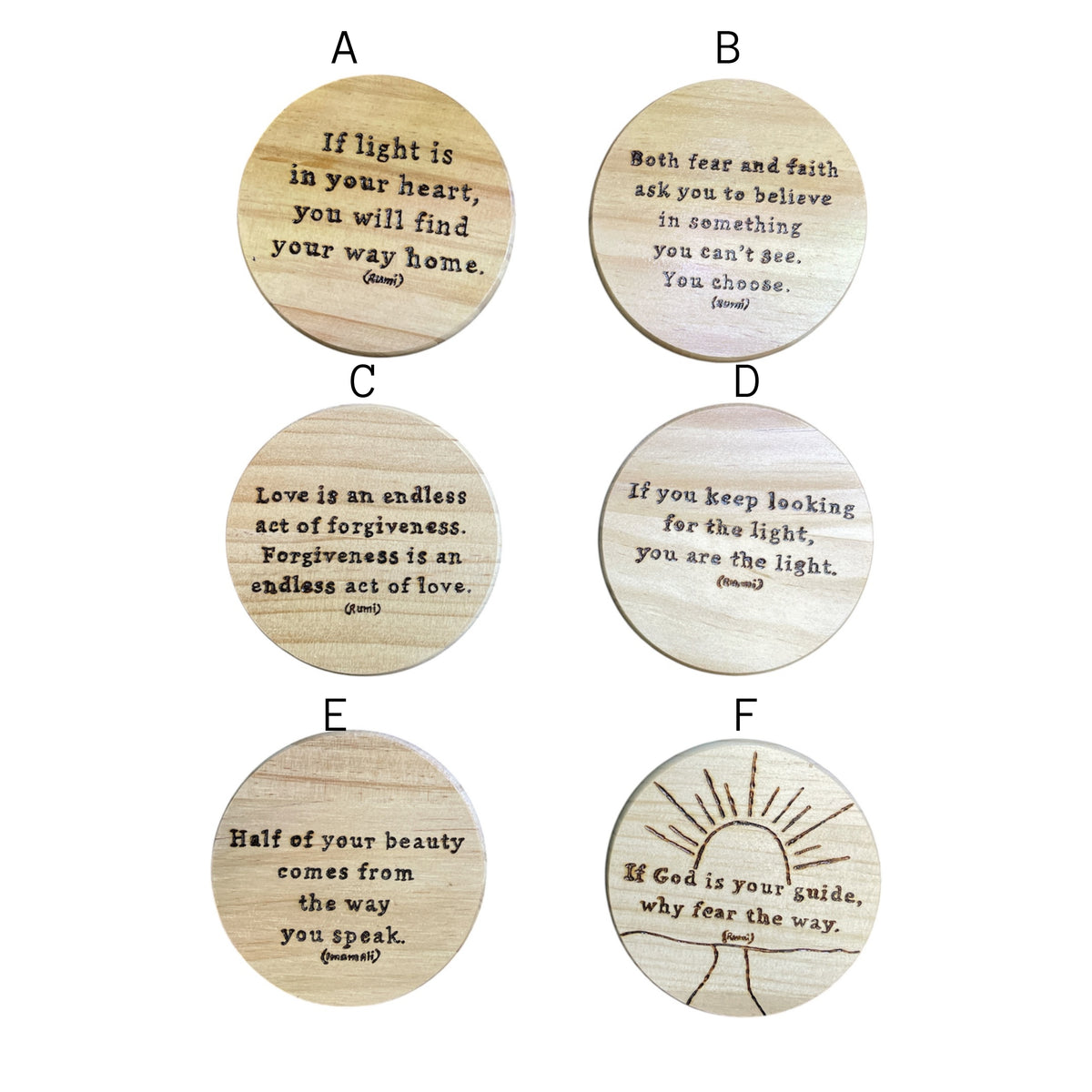 Round Handmade Magnets with uplifting Quotes