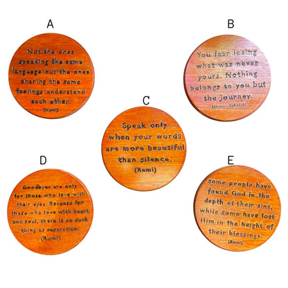 Round Wood Magnets with Positive Sayings