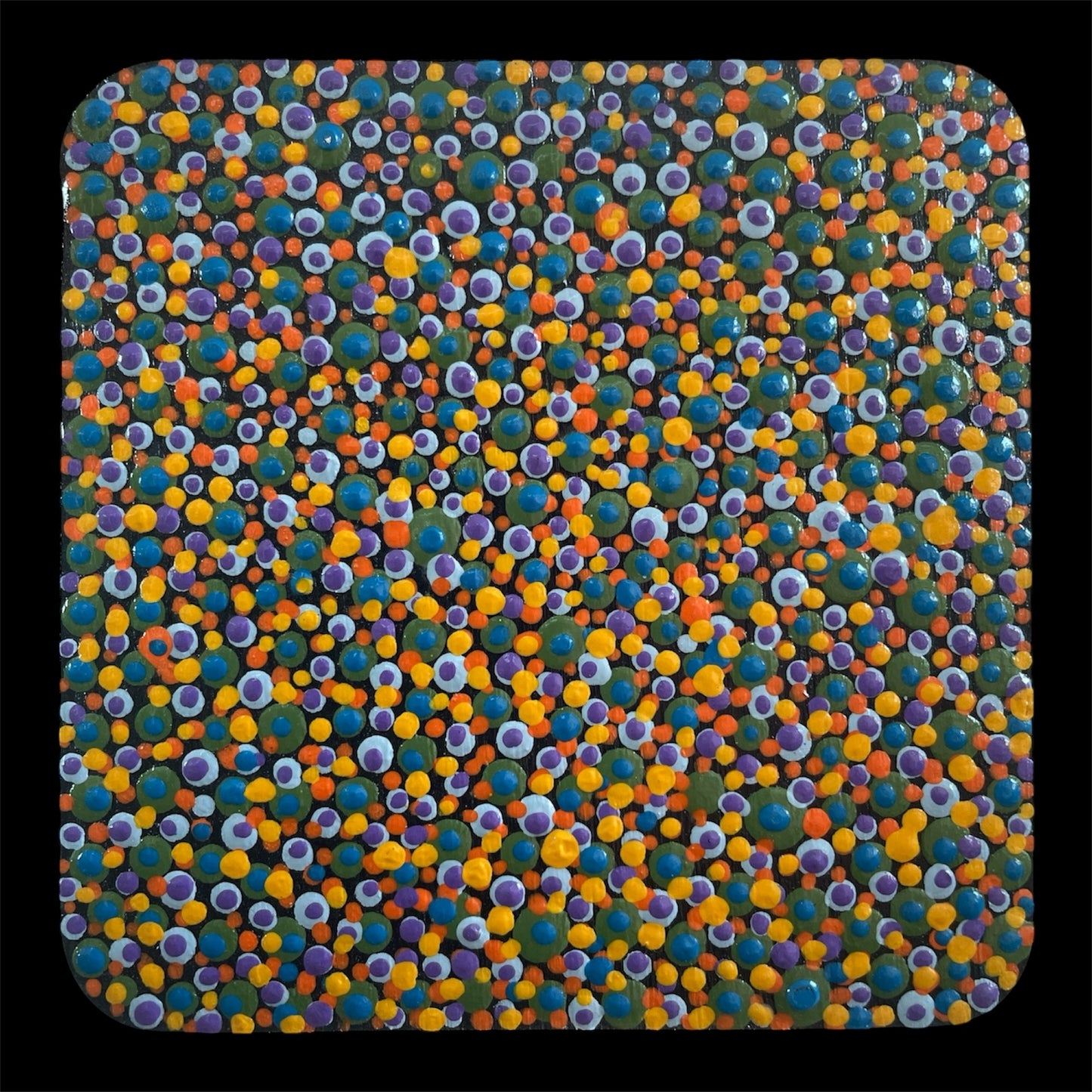 Pointillism Dot Art Wood Coasters | Colorful Acrylic Painted | Triple Sealed | Unique Boho | Home Decor