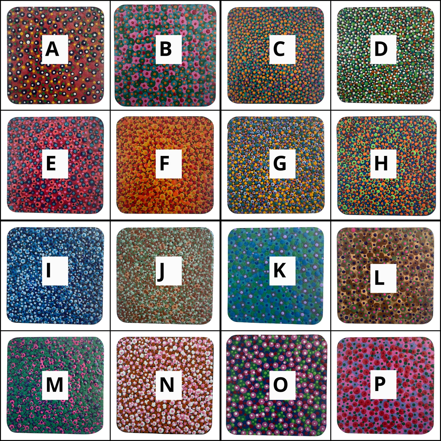 Pointillism Dot Art Wood Coasters | Colorful Acrylic Painted | Triple Sealed | Unique Boho | Home Decor