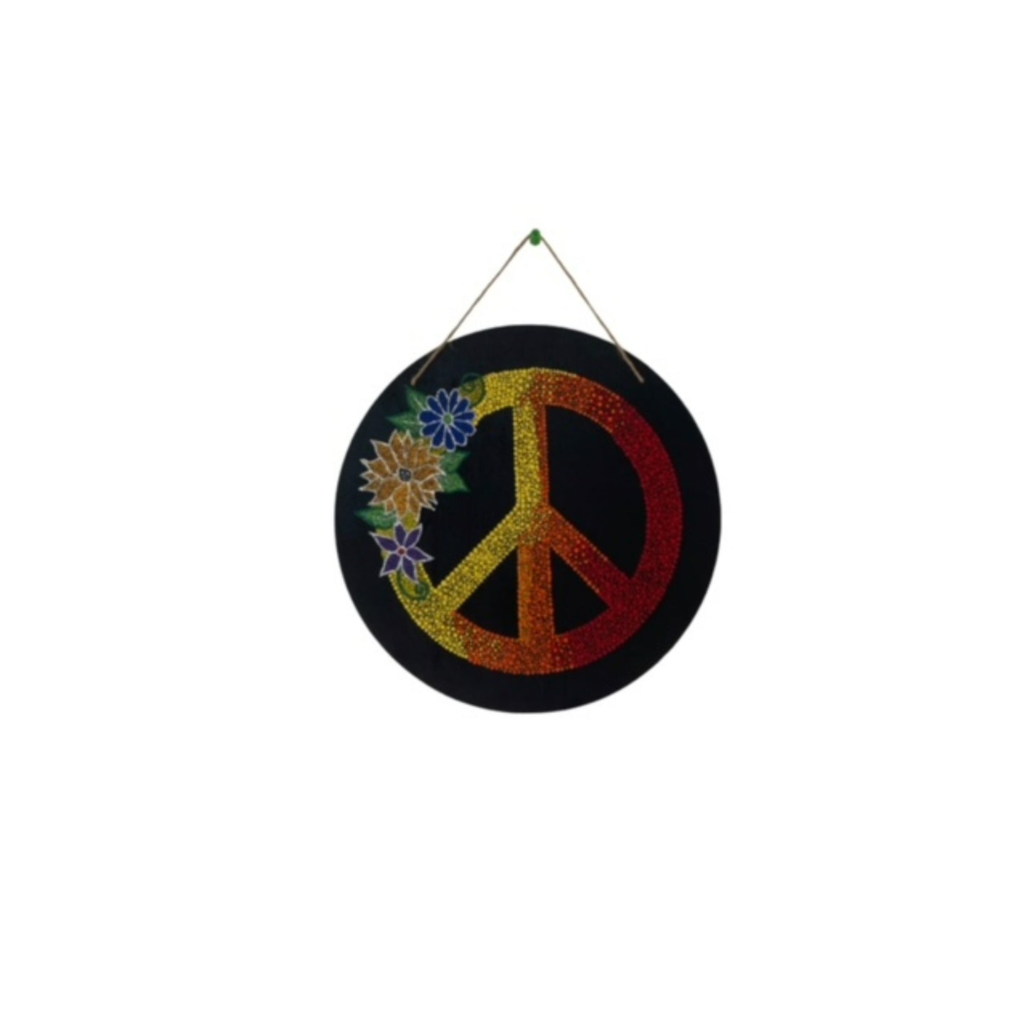 Peace Symbol with Flowers Dot Art Acrylic Paint Handmade