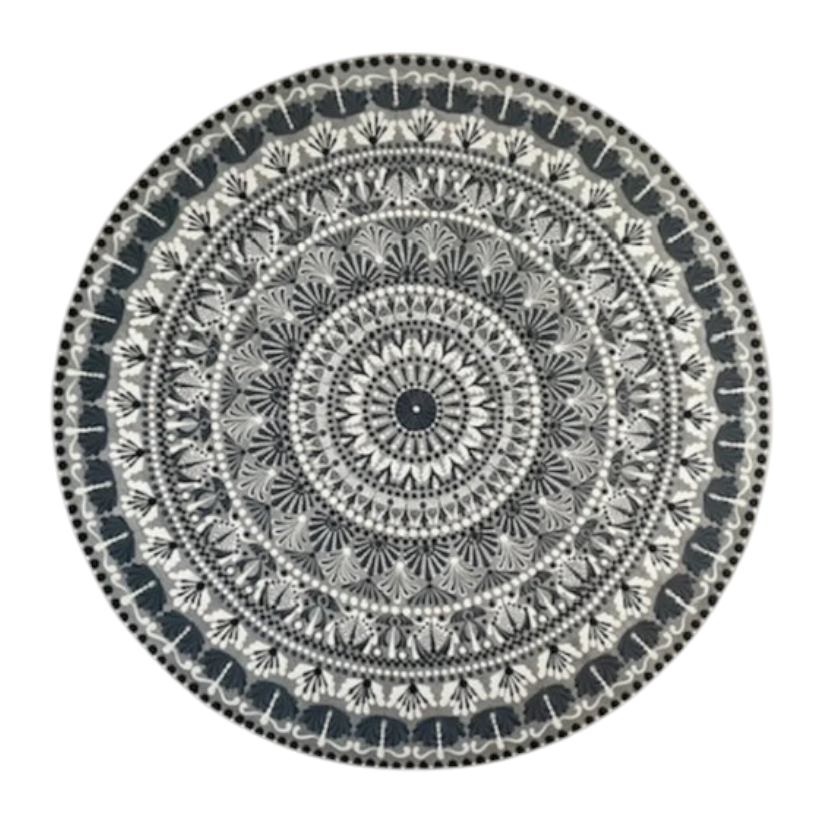 Mandala con espejos Dot Art Naranja Mar Verde y Azul Colores Pintura acrílica hecha a mano