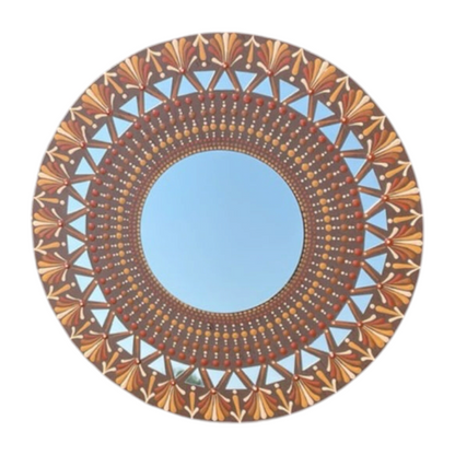 Marrón y bronceado espejo punto arte mandala pintura acrílica hecha a mano decoración de arte de pared