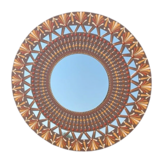 Marrón y bronceado espejo punto arte mandala pintura acrílica hecha a mano decoración de arte de pared