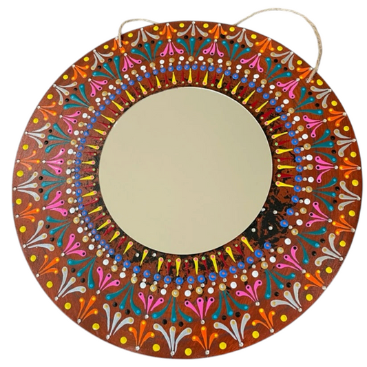 Espejo decoración de pared Dot Art Mandala con diamantes de imitación hecho a mano regalo de oficina en casa