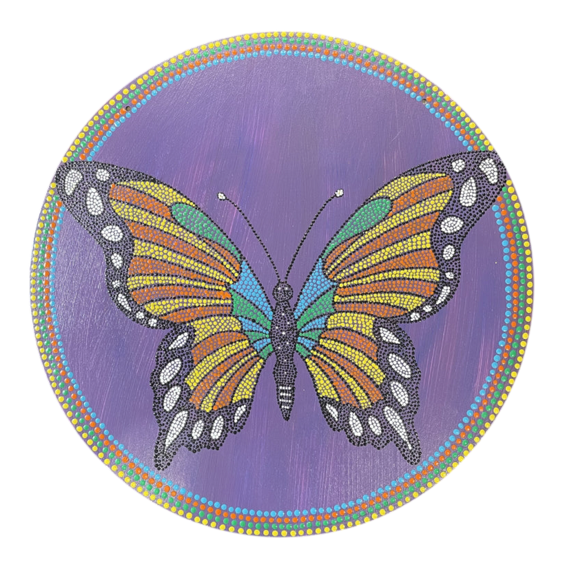 Arte de puntos de mariposa hecho a mano con colgante de pared Sawtooth