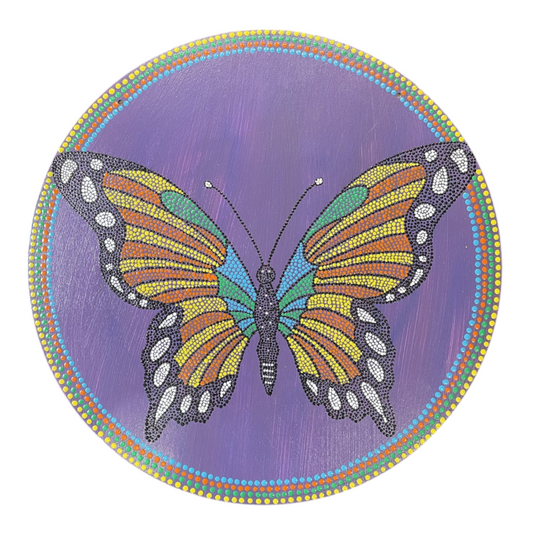 Arte de puntos de mariposa hecho a mano con colgante de pared Sawtooth