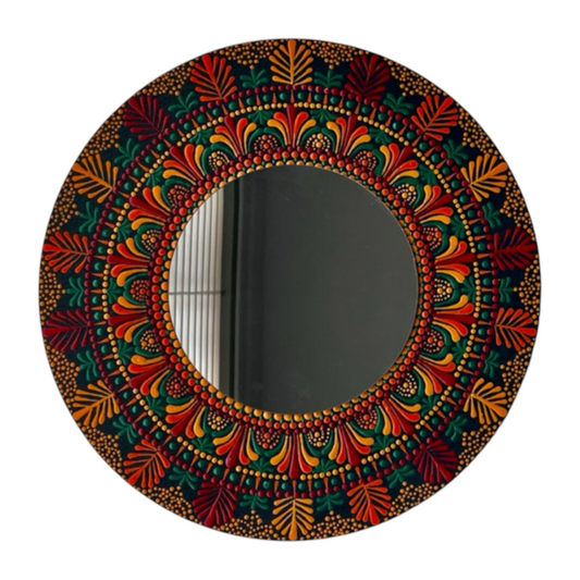Espejos de pared Dot Art Mandala Colores vibrantes Pintura acrílica hecha a mano Trabajo de arte en el hogar y la oficina