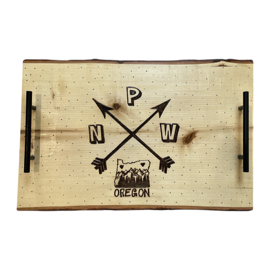 PNW Arrows Oregon Butter Board Bandeja de servicio Madera quemada a mano