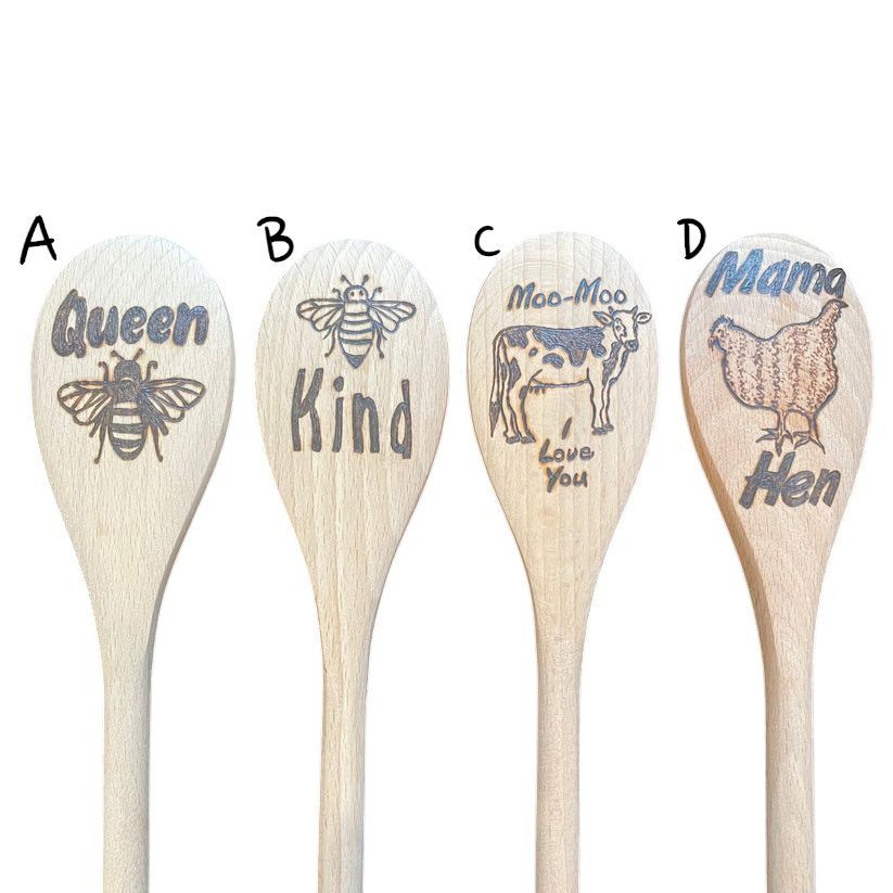 Cuchara de cocina 14" utensilios de cocina quemados de madera hechos a mano de madera de haya