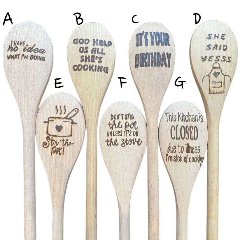 Cuchara de cocina 14" utensilios de cocina quemados de madera hechos a mano de madera de haya